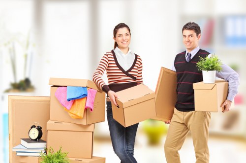 Packed boxes and furniture prepared for a Bromley removal job